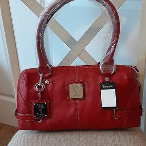 Leather Satchel & Sig. Print Wristlet & Keychain